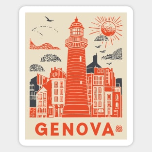 Genoa Italy - Vintage Graphic Travel Poster Magnet